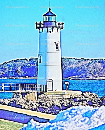 Portsmouth Harbor Lighthouse, New castle Island, New Hampshire, Atlantic Ocean, East Coast, Eastern Seaboard, Harbor, Paintography