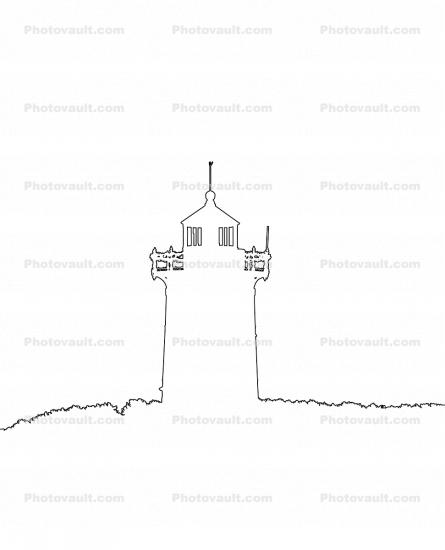 Portsmouth Harbor Lighthouse outline, line drawing