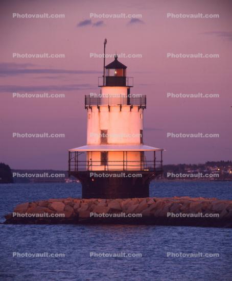 Spring Point Ledge Lighthouse, Portland, Maine, Atlantic Ocean, East Coast, Eastern Seaboard, Harbor