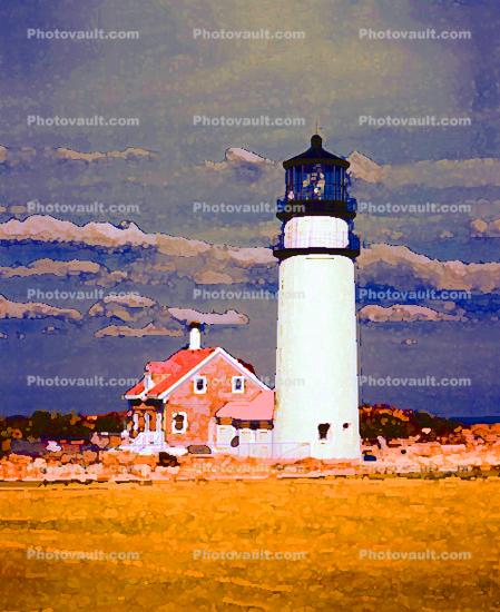 Cape Cod Lighthouse, (Highland Lighthouse), Truro, Massachusetts, East Coast, Eastern Seaboard, Atlantic Ocean, Paintography