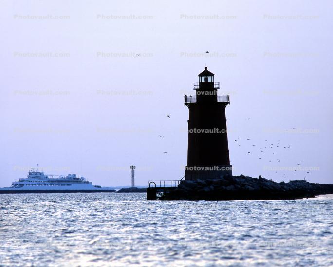 Delaware Breakwater Lighthouse, Lewes, Delaware, East Coast, Atlantic Ocean, Eastern Seaboard, Cape Henlopen State Park, Harbor, Car Ferry