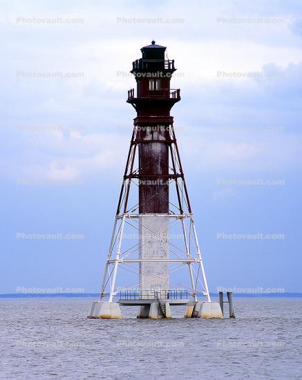 Craighill Channel Lower Rear Light, Maryland, East Coast, Atlantic Ocean, Eastern Seaboard, Screw-Pile-Lighthouse
