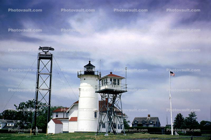 Watchtower, Radar, Flag, Lookout Tower, Chatham Lighthouse, Massachusetts, Atlantic Ocean, East Coast, Eastern Seaboard, Windy, Windblown, Observation Tower