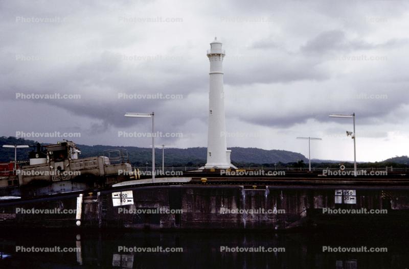 Panama Canal Lighthouse, Mule Locomotive, 1970