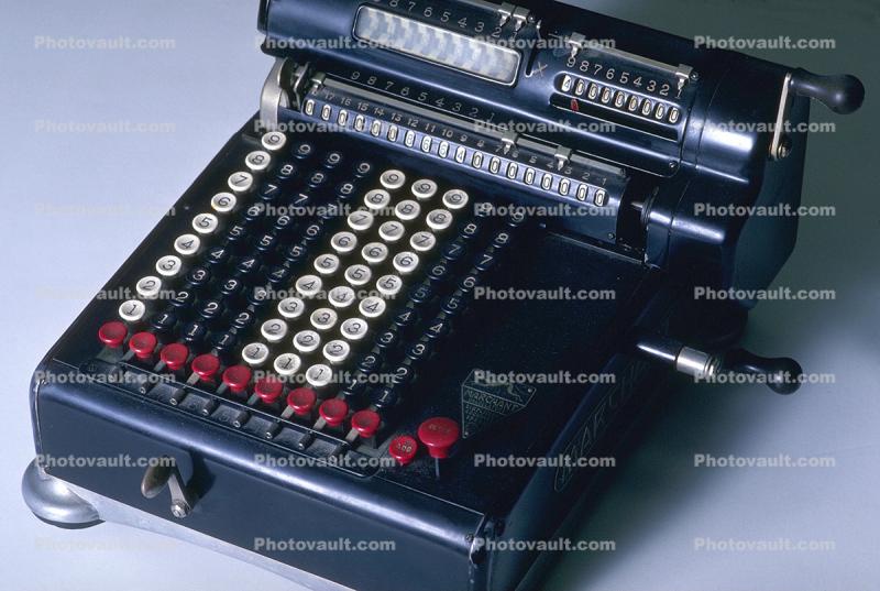 Mechanical Adding Machine, Antique, Old-fashioned, keyboard, 1930's