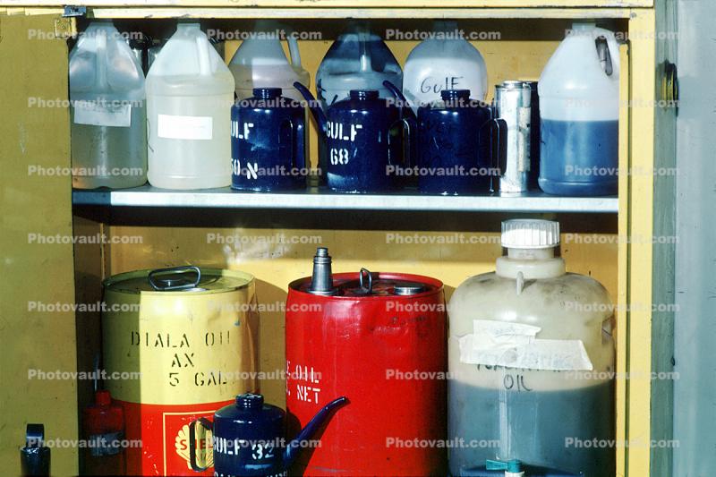 Cabinet full of Flammable Liquid Containers