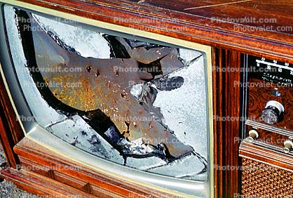 glass shattered, TV, Television