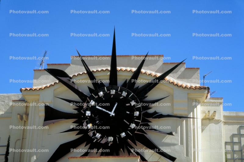 Beaux Arts spikey clock, outdoors, outside, exterior, building, Antibes France