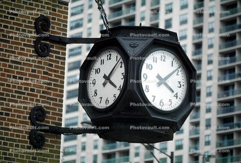 4-sided Outdoor Clock, outside, exterior, building