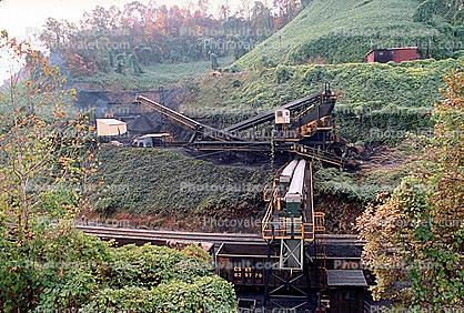 Coal Mining, Conveyer Belt, Loading Station, near Hazard, Kentucky, Hills