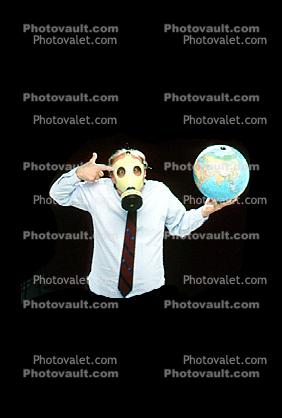 Gas Mask, Earth, Globe, Ball