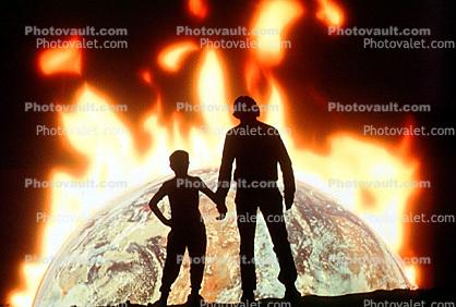 Father, Child, Son, Global Warming, Earth, Globe, Ball
