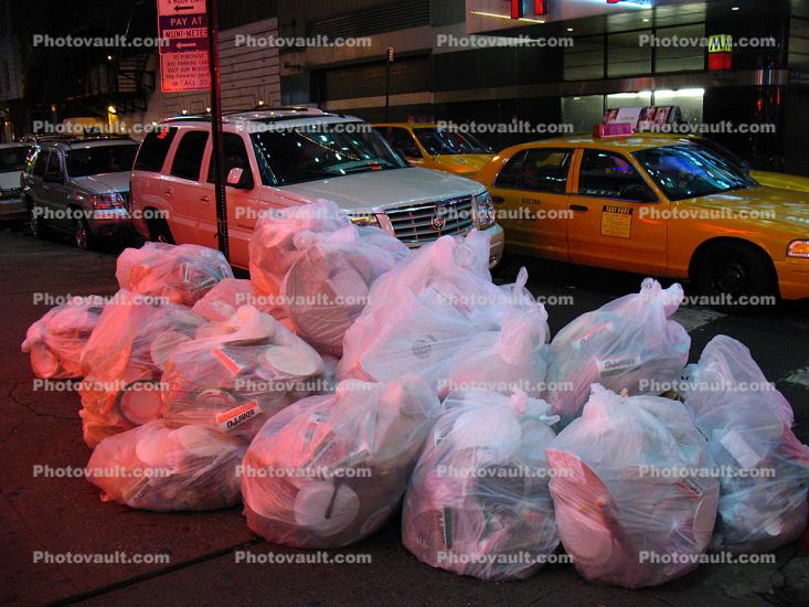 Trash Bags, Yellow Cab, SUV, Mahattan