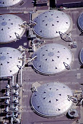 Digesters, enclosed tanks, Wastewater Residuals, Geodesic Domes, Huntington Beach, California