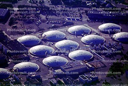 Digesters, enclosed tanks, Geodesic Domes, Wastewater Residuals, Huntington Beach, California