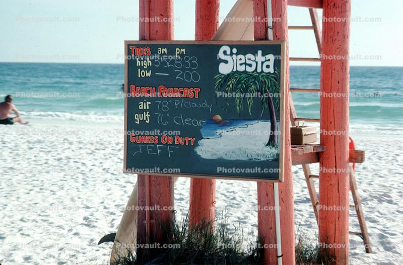 Siesta, Lifguard Weather Report, Gulf Coast, beach, sand