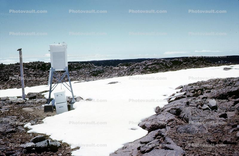 Mountain Top Remote Weather Station, snow, ice, rocks