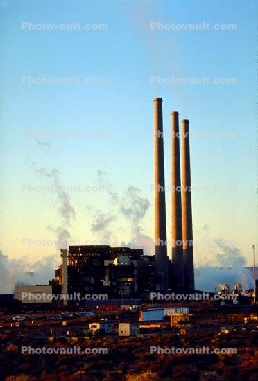 Navajo Coal Power Generating Station, Plant, Arizona, Smoke, ash, smokestacks, powerplant