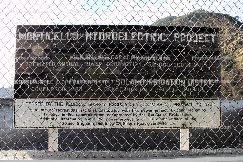 Putah Creek, Lake Berryessa, Monticello Hydroelectric Project, California