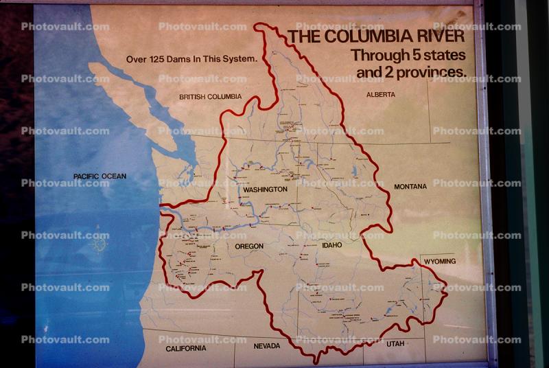 Columbia River Drainage map, United States Map