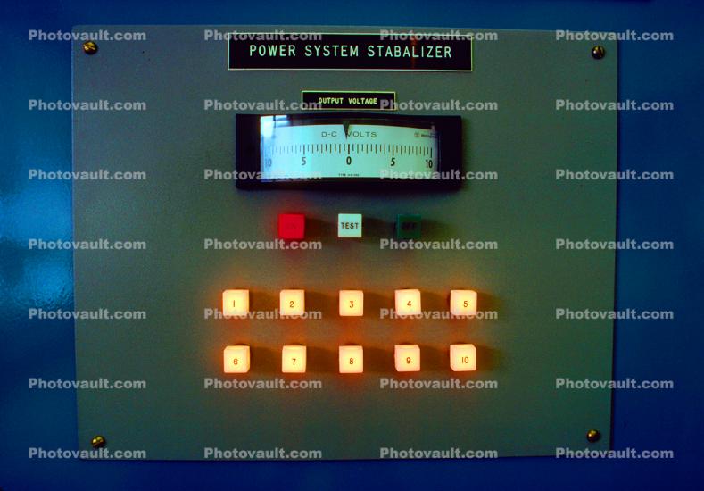 Power System Stabalizer, Dials, buttons, Control Room, Wells Dam
