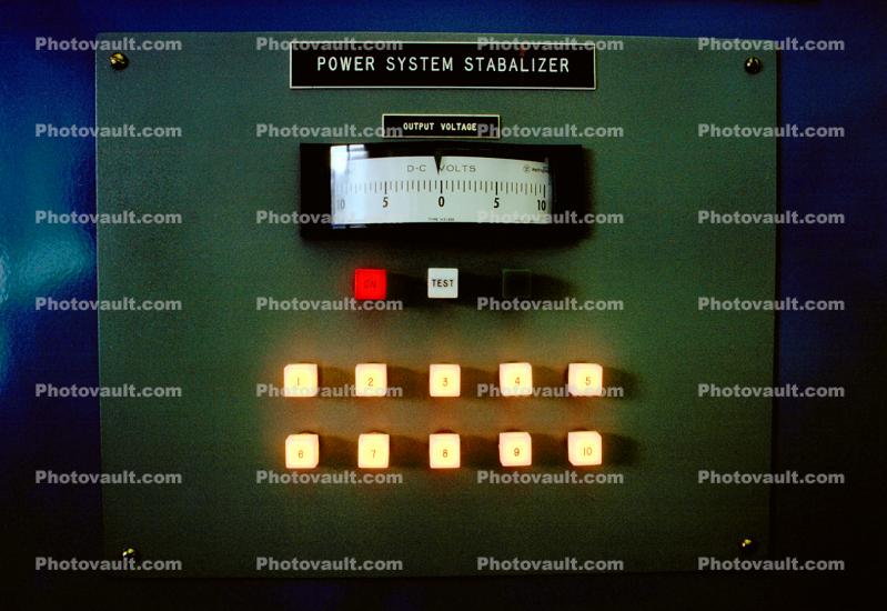Power System Stabalizer, Dials, buttons, Control Room, Wells Dam