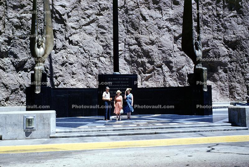 People, Women, man, Sculpture, art deco, Hoover Dam, 1960s
