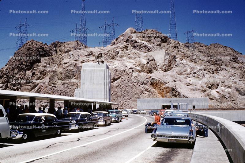 Cadillac, cars, automobiles, vehicles, Hoover Dam, June 1959, 1950s