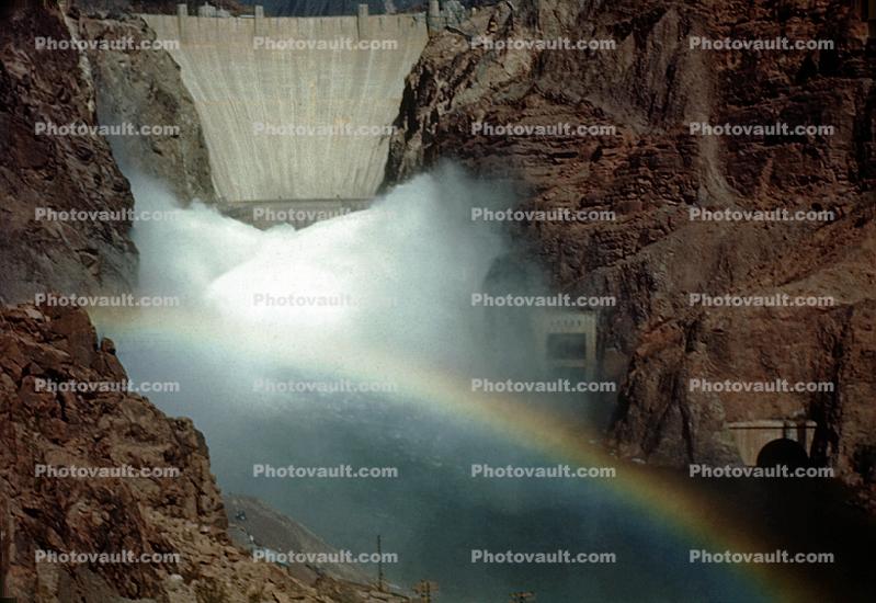 Water shoots out of the spillway, Hoover Dam