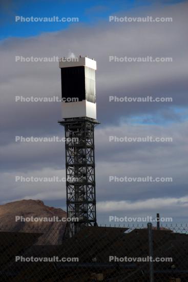 Boiler Tower, Ivanpah Solar Electric Generating System, facility, San Bernardino County, California, Mojave Desert, 2016