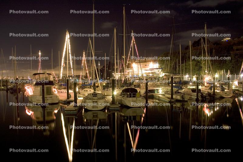 Night, Nighttime, Tiburon Harbor, Docks