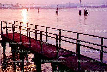 Pier, dock, water, sunrise