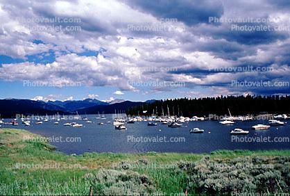Harbor, Boats, Clouds, Lake Granby, Colorado