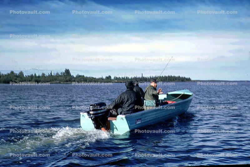 Fisherman, Outboard Motor, Manitoba, Canada, 1970, 1970s