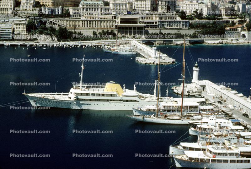 Aristotle Onassis Yacht, Christina, Harbor, Docks, Monte Carlo, Port of Monaco, 1958, 1950s