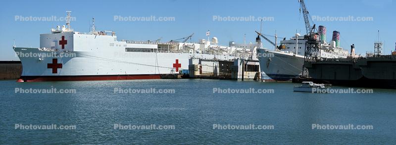 crane, United States Naval Hospital Ship Mercy, Panorama