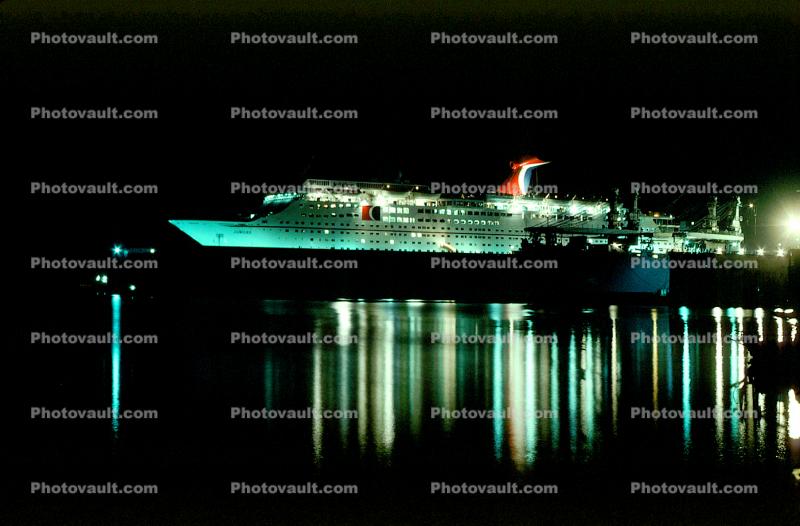 Jubilee, ocean liner, cruise ship, night, nighttime, Floating Drydock