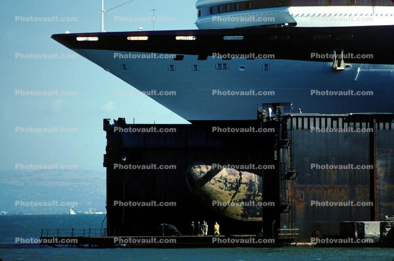 Galaxy Cruise Ship, Ocean Liner Bow, Floating Drydock