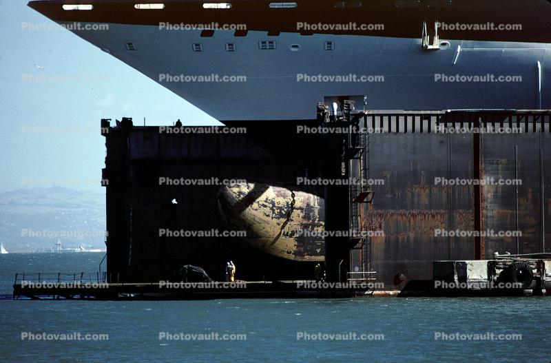 Galaxy Cruise Ship, Ocean Liner Bow, Floating Drydock