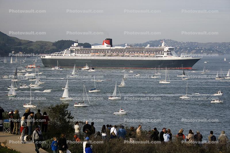 Queen Mary 2 enters San Francisco Bay, IMO: 9241061, Ocean Liner, Cunard Line, Steamship