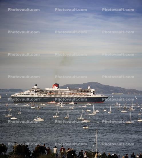 Queen Mary 2 enters San Francisco Bay, IMO: 9241061, Ocean Liner, Cunard Line