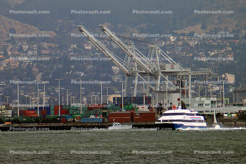 Ferry Boat, Cranes, Port of Oakland, Docks