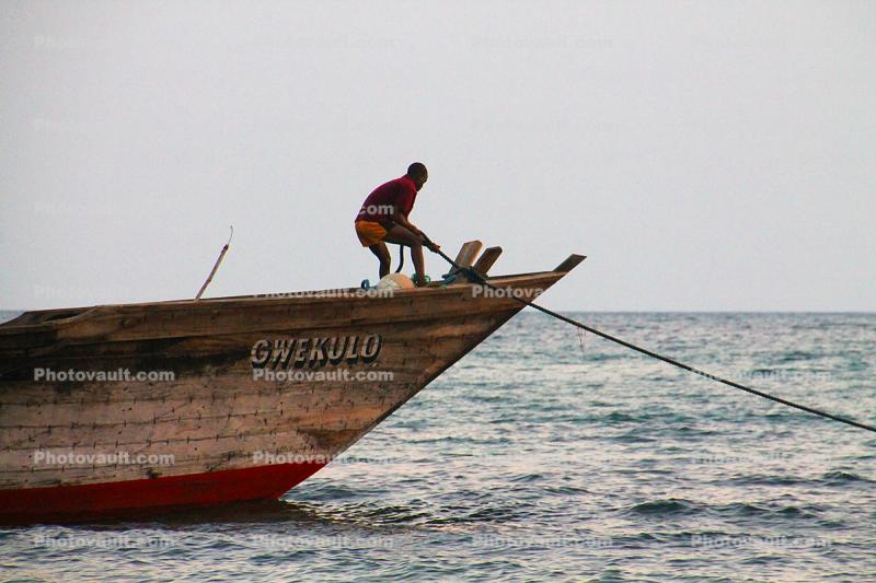 Man on a Line, Bow, Rope, Lake Tanganyika