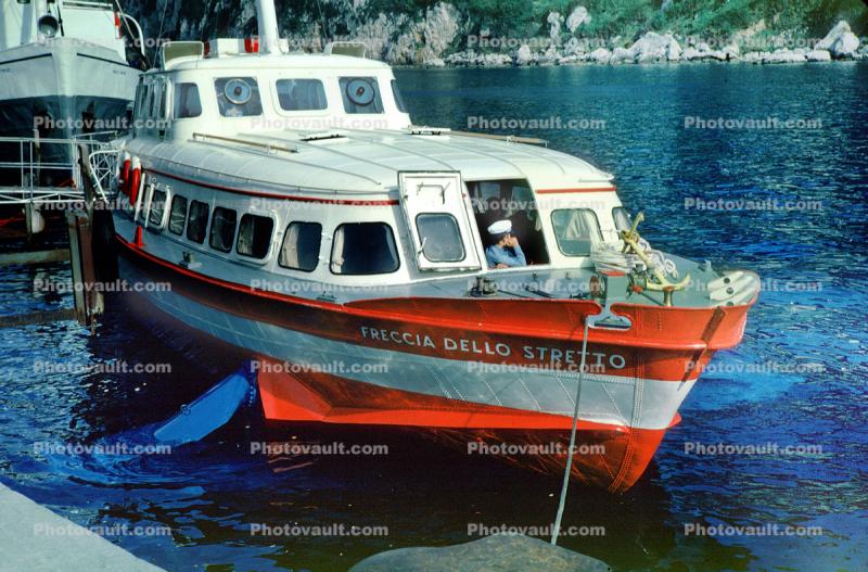 Freccia Dello Stretto, Hydrofoil, Dock, Harbor, Ferry, Ferryboat, Capri Island, 1950s
