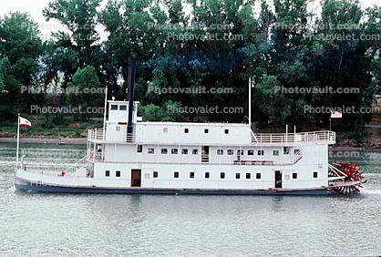 tourboat, paddle wheel steamboat on the Sacramento River