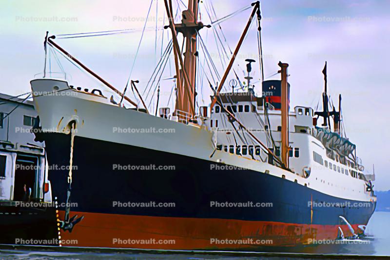 Ocean Passenger Steamship Newfoundland, Cruise Ship RMS Newfoundland, Furness Line, Halifax Abstract, anchor, Paintography