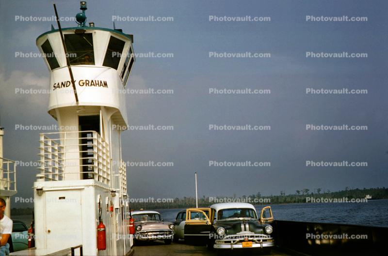 Sandy Graham Car Ferry, Chevy, automobile, Elizabeth City, North Carolina, 1950s