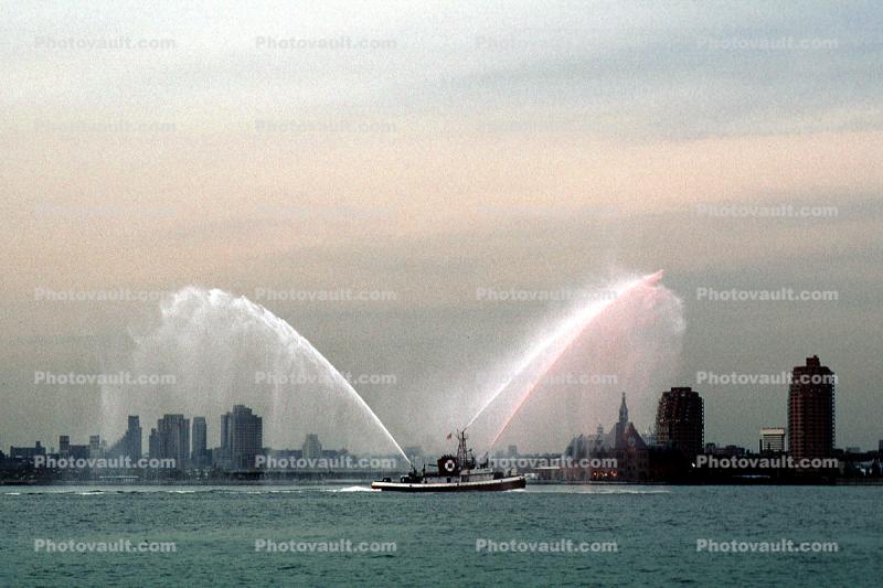 New York City, Fireboat Spraying Water for Mercury