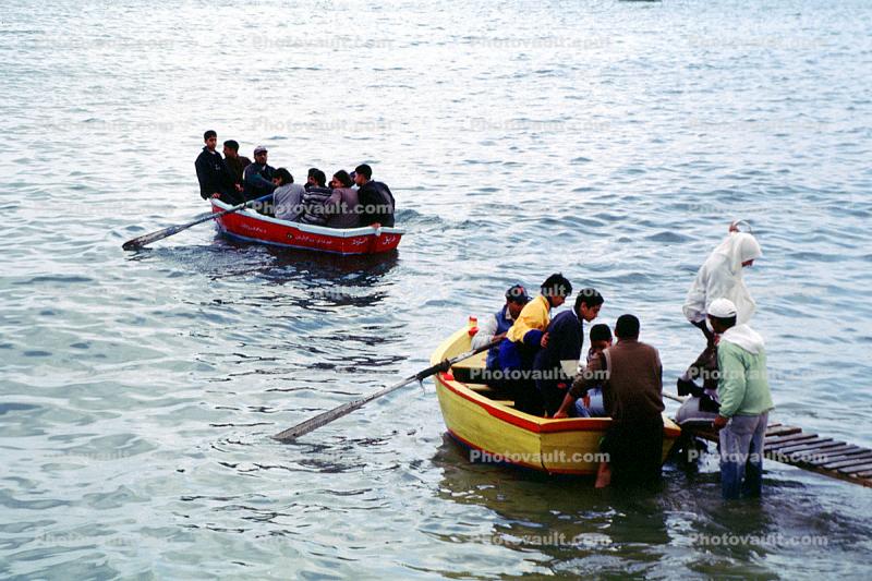 Rowboat ferry, oar, loading and unloading, water, people, coast, coastal, Dock, Alexandria