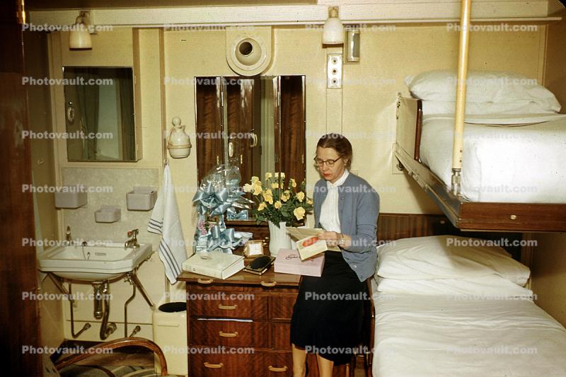 Cabin Interior, Bunk Buds, Sink, 1950s